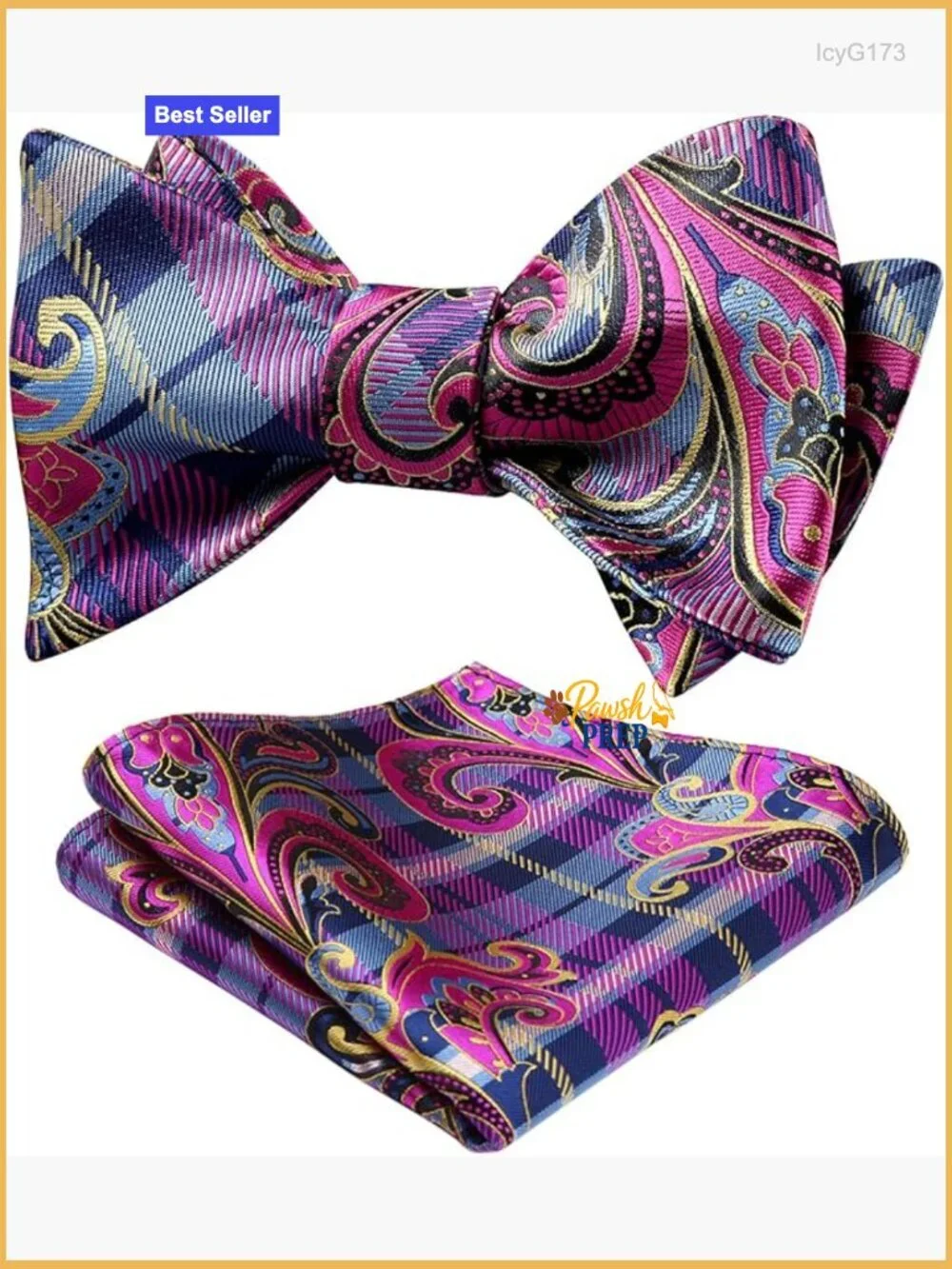 Self-Tie Bow Tie Set with Pocket Square, Microfiber, Formal Wear